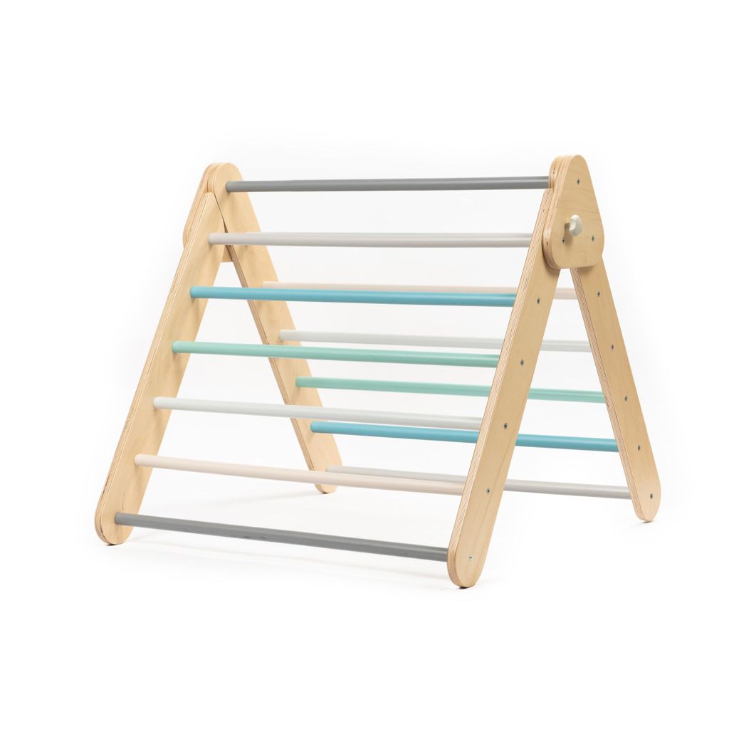 leg&go Kletterdreieck Indoor, Klettergerüst aus Holz für Kleinkinder, Pastell