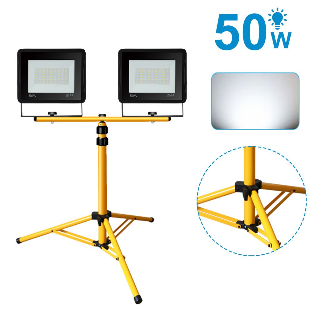 EINFEBEN LED Fluter mit Stativ Arbeitsleuchten Strahler Hotel Baustrahler Flutlicht 2X30W Kaltweiß