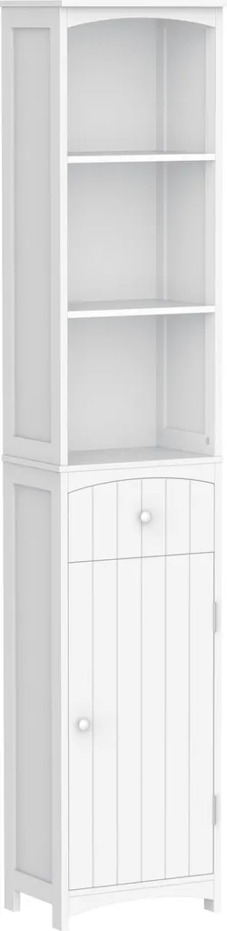 Rangement Salle de Bain Vertical Blanc pour Serviettes et Produits WC