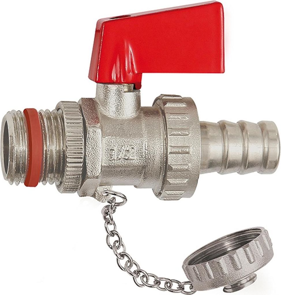 Riegler KFE-Kugelhahn, Messing vernickelt, G 1/2, Tülle LW 13