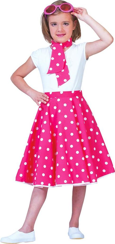 50er Jahre Kostüm - Kinder Tellerrock mit Halstuch | Pink Produktbild 