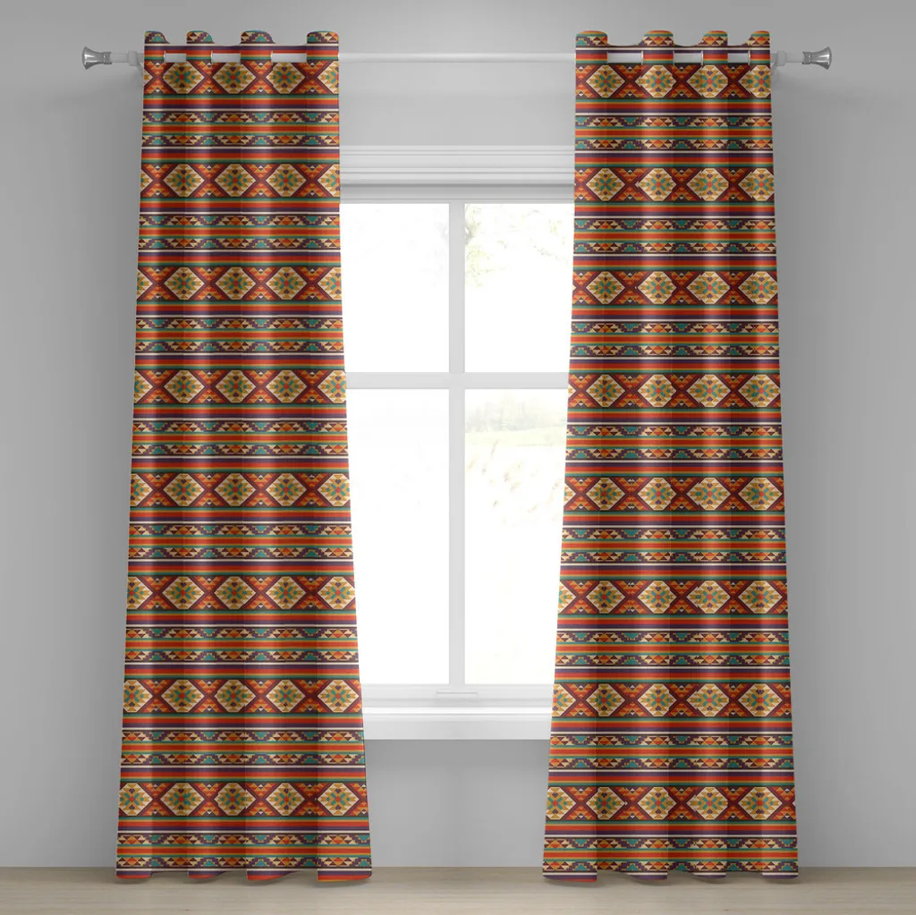 Rideau à œillets ABAKUHAUS 280x175 cm multicolore à motif mosaïque
