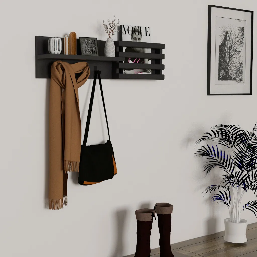 Petit Stand Huso Anthracite en Bois Massif pour Optimiser l'Espace