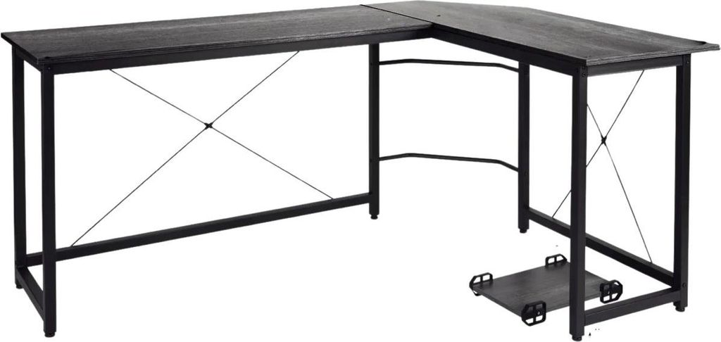 L-förmiger Eckschreibtisch – 167cm – Für Homeoffice, Gaming & Büro – Dunkelgrau – Mit PC- & Laptopbereich