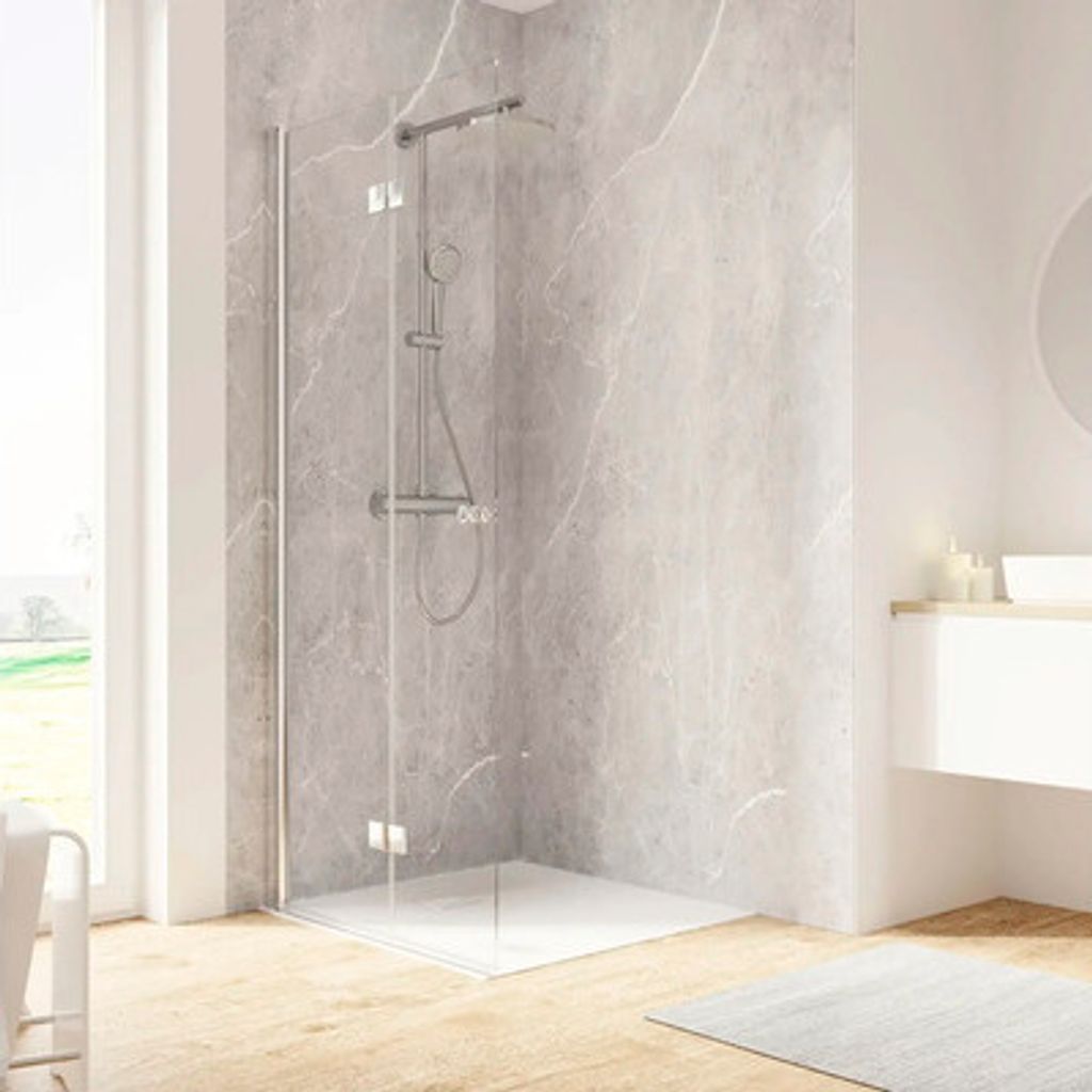 Walk In mit Drehfalttür SCHULTE Garant 2.0 120 x 200 cm Profil chrom Klarglas Türanschlag links