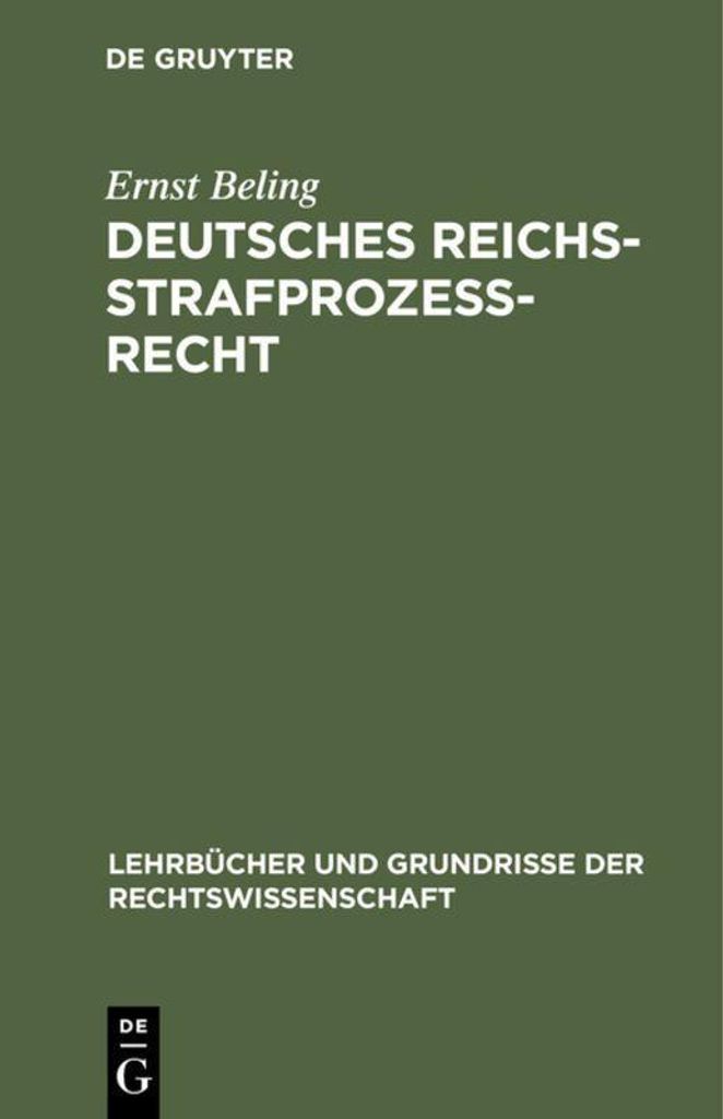 Deutsches Reichsstrafprozeßrecht