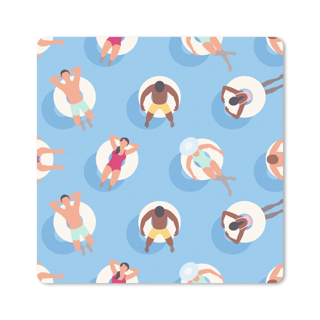 MuchoWow Mauspad Mousepad Sommer - Poolband - Blau 20x20 cm - Mousepads - Maus Mat - Pad - Mausunterlage - Desk Mat - Bureauartikeln