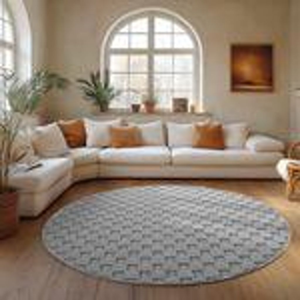 Bouclé Teppich Carpettex für Wohnzimmer Schlafzimmer Büro weich pflegeleicht strapazierfähig modern , Größe : 200 cm Rund , Farbe : Silber-4