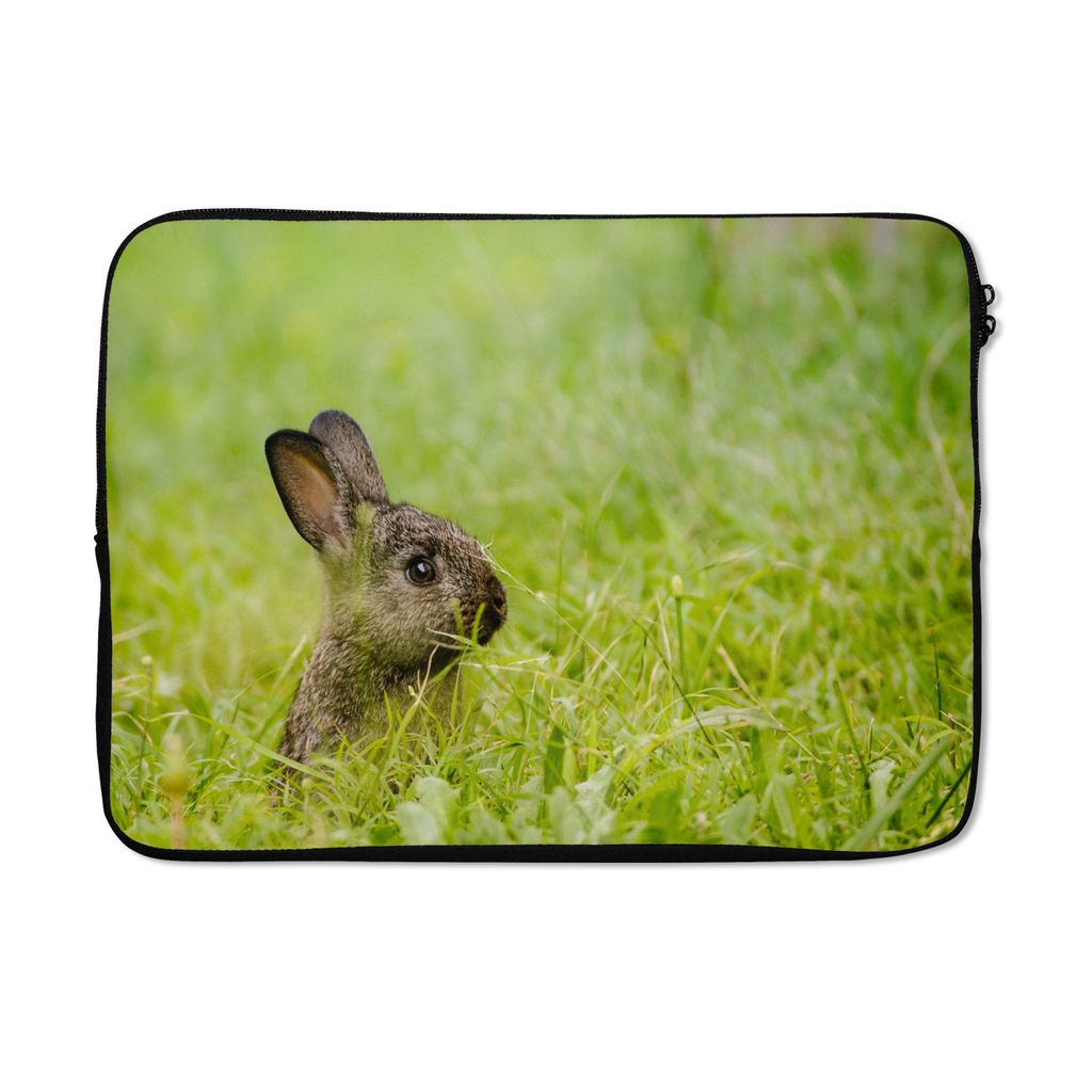 MuchoWow Laptop Hülle 14 ZollKaninchen - Baby - Gras Laptoptasche - Laptoptasche - Stoßsicher - Schutzhaube
