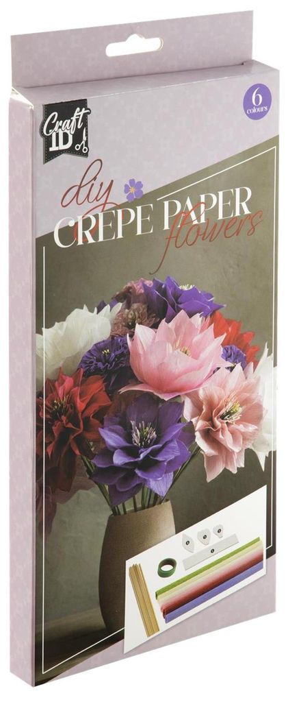 Kreatives Bastelgruppen-Hobbyset zur Herstellung von Kreppblumen, 6 Blatt 20 x 25 cm | 4 Stück