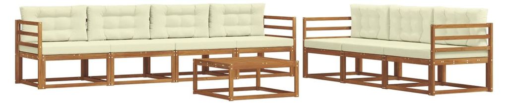 vidaXL Outdoor-Sofagarnitur mit Kissen 8 pcs Natur und Creme