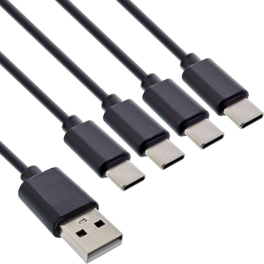 InLine® USB 4-in-1 Y-kabel, 1x USB-A stekker naar 4x USB-C Productafbeelding 