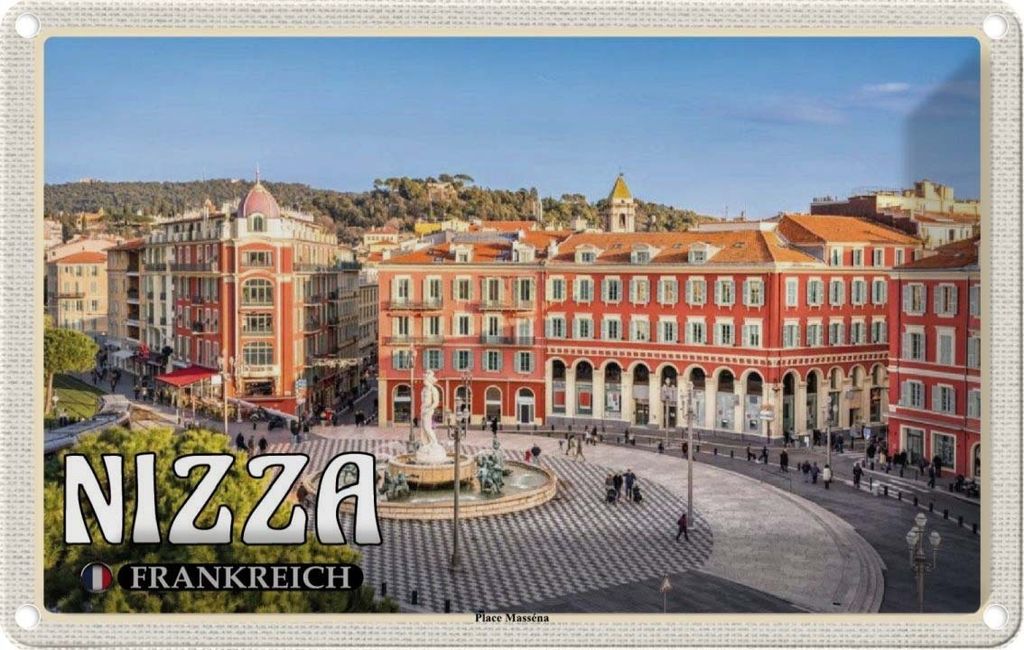 vianmo Blechschild 20x30 cm Nizza Frankreich Place Masséna Hauptplatz Abenteuer Reisen Urlaub