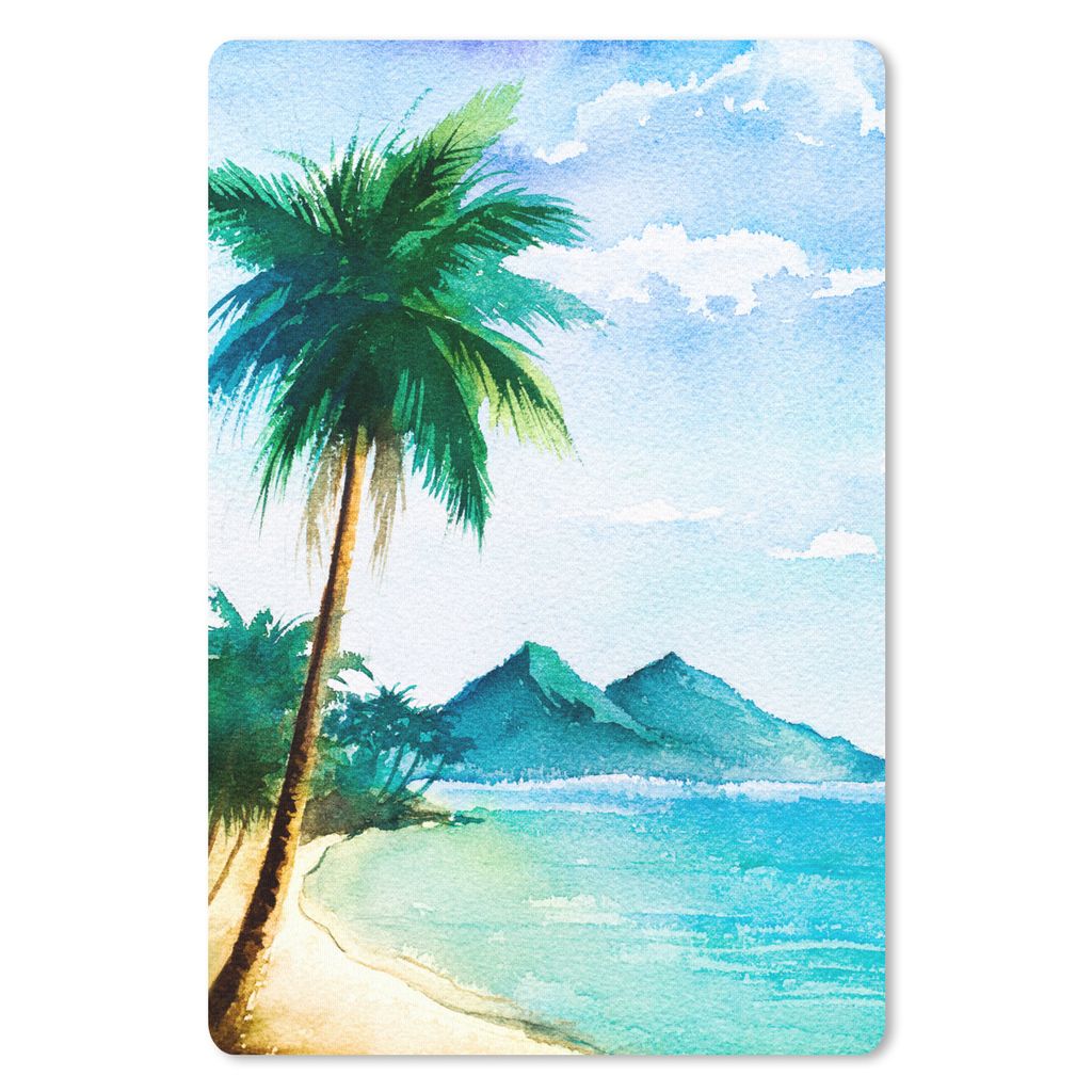 MuchoWow Mauspad Mousepad Strand - Palme - Berg 18x27 cm - Mousepads - Maus Mat - Pad - Mausunterlage