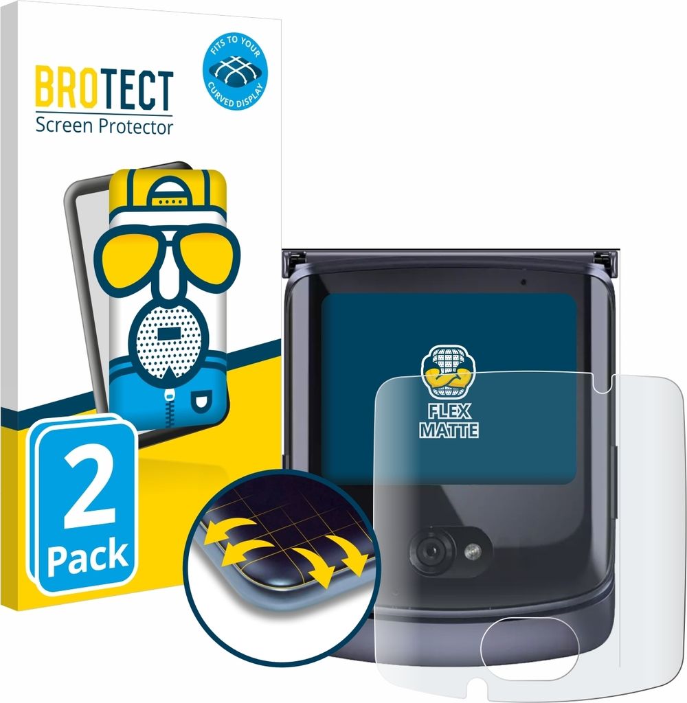 2x BROTECT Fullscreen Schutzfolie für Motorola Razr 5G 2020 (Vorderes Display) Displayschutz Folie Fullcover Matt Entspiegelungsfolie