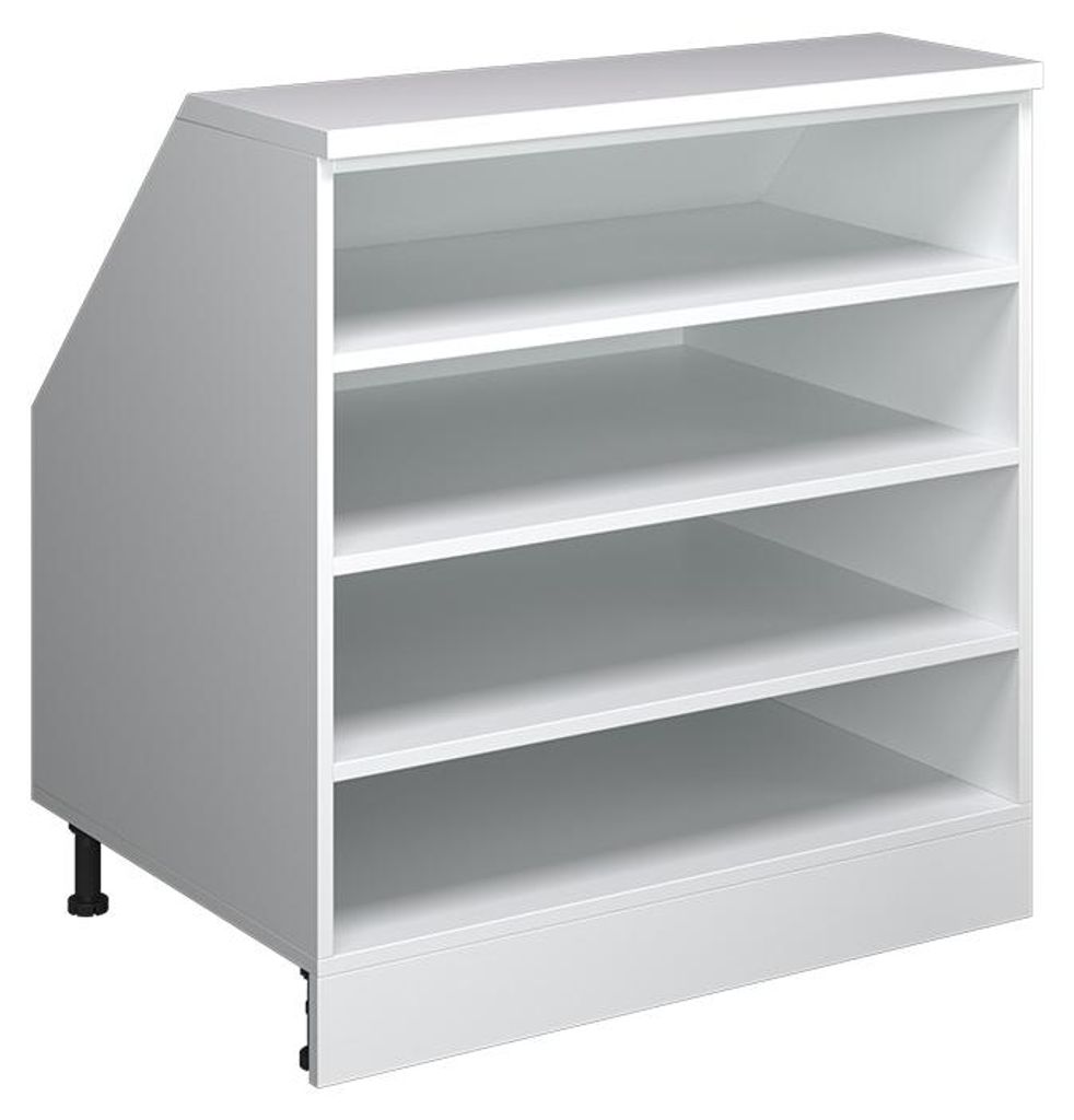 Küchenschrank für Dachschrägen Vicco R-Line Weiß 80 cm mit 4 Fächern, Schrankkorpus 60 cm Tiefe, Model 60130