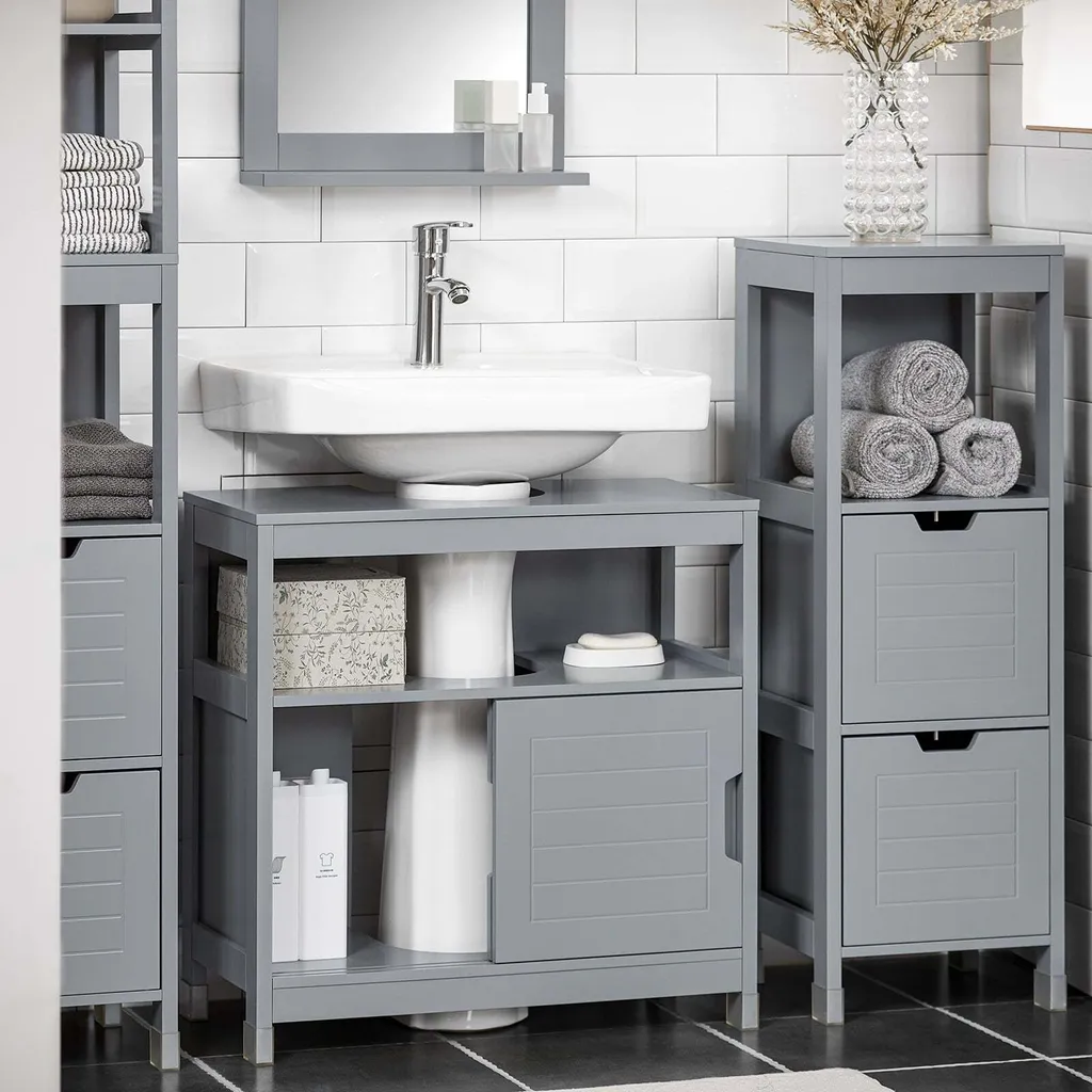Meuble de lavabo Rootz Gris Anthracite - Rangement Salle de Bains