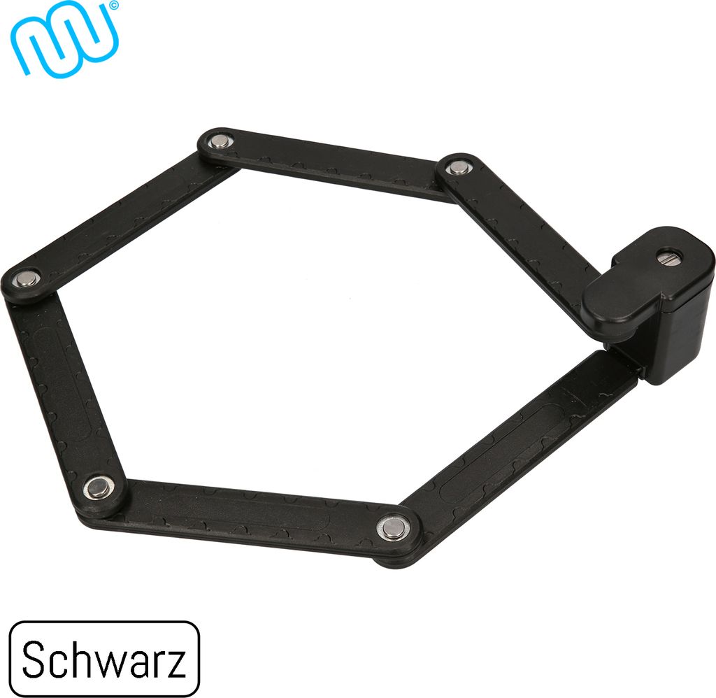 windmeile | Faltschloss mit Schlüssel, aus gehärtetem Stahl, Schwarz, Fahrradschloss mit Halterung, Diebstahlschutz, Fahrrad, E-Bike, Pedelec