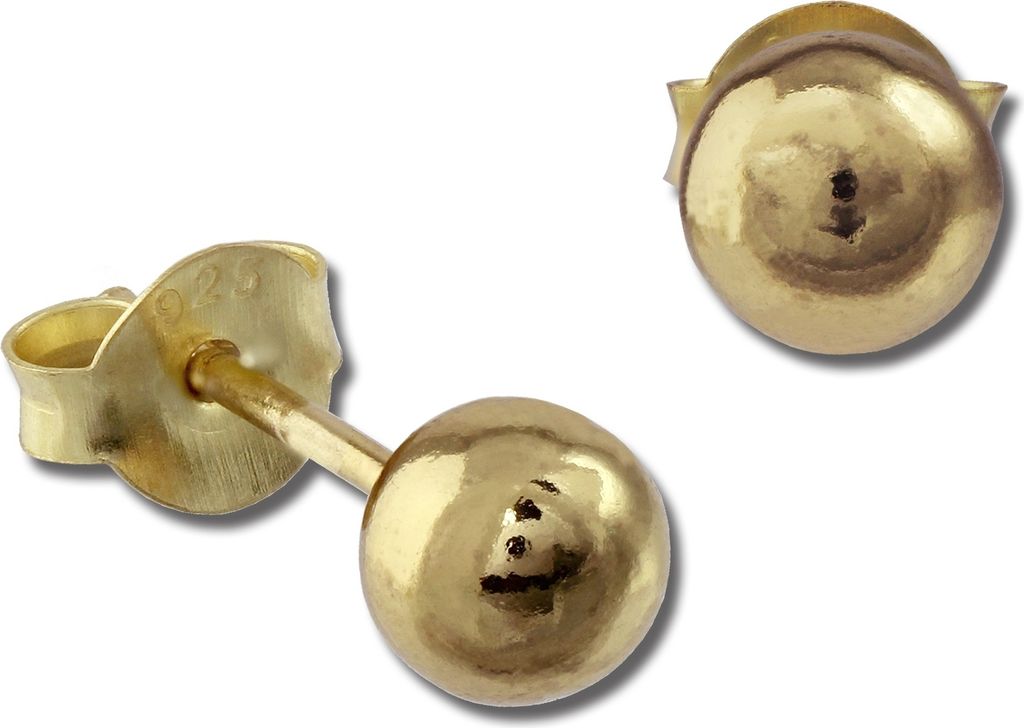 SilberDream Ohrstecker Damen Silber 585 vergoldet Kugel Ohrringe 5mm SDO9505Y