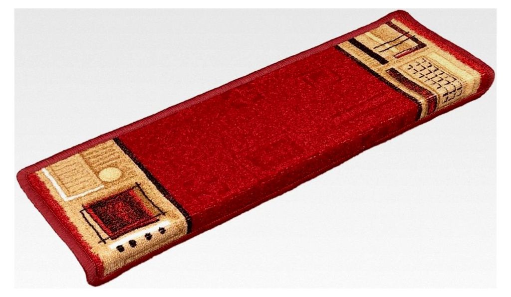 Treppenmatten 5 STK., Selbstklebende Treppenteppiche, Treppenschutz, 65x21x4cm Rot