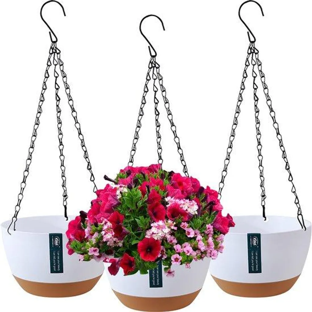 Pot suspendu pour balcon et jardin : Lot de 3 pots avec drainage facile