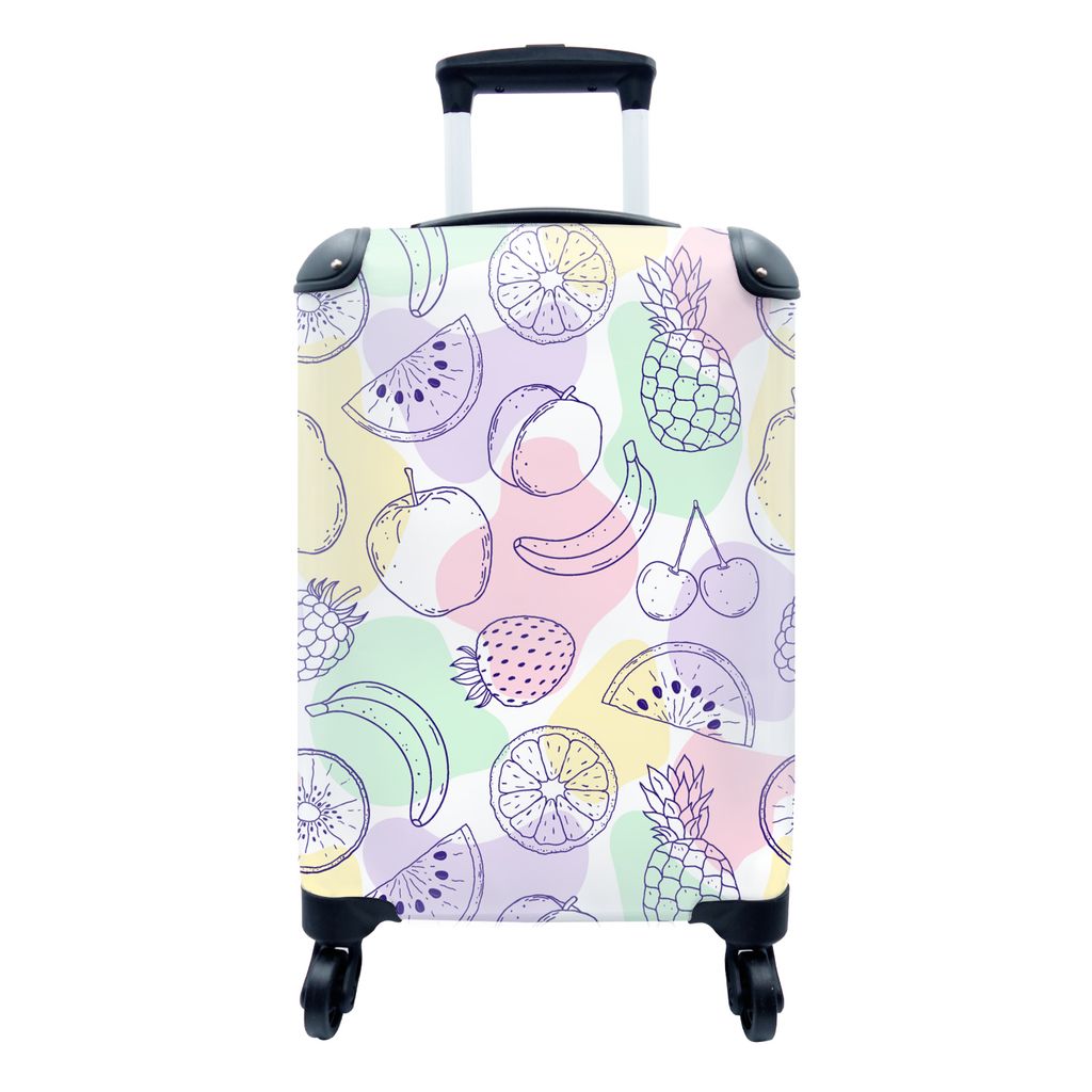 MuchoWow Koffer Handgepäck Trolley Rollkoffer Kleine Reisekoffer mit 4 Rollen - Muster - Lebensmittel - Sommer - Cabin Size < 55x40x23 cm & 55x4...