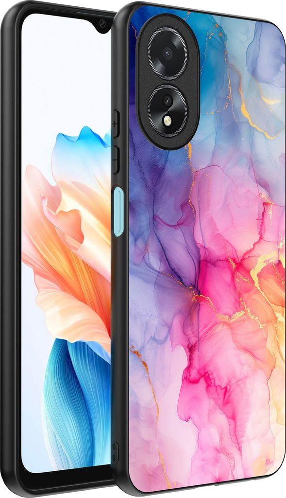 Smartphonica Telefon Fall geeignet für Oppo A18 mit Marmor-Druck - TPU zurück Abdeckung Fall Marmor-Design - Regenbogen