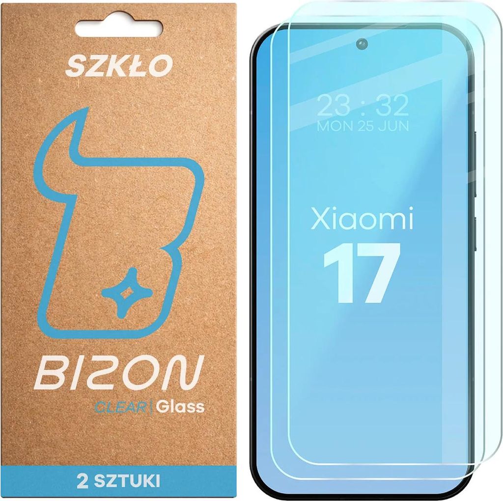 2x Gehärtetes Glas für Xiaomi 17, Bizon Glass Clear Duo Produktbild 