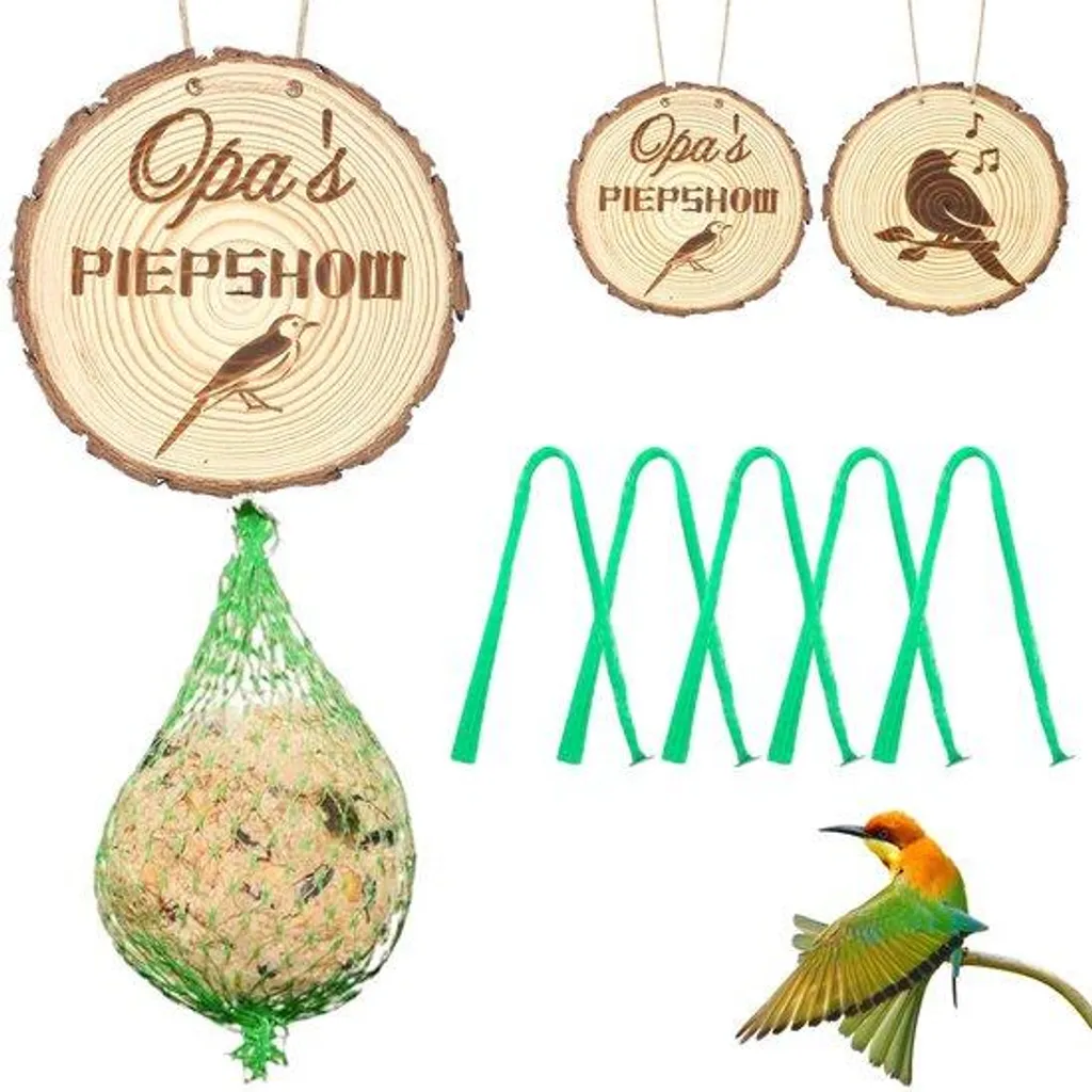 Maison pour oiseaux en bois massif avec 5 filets et double paroi isolante