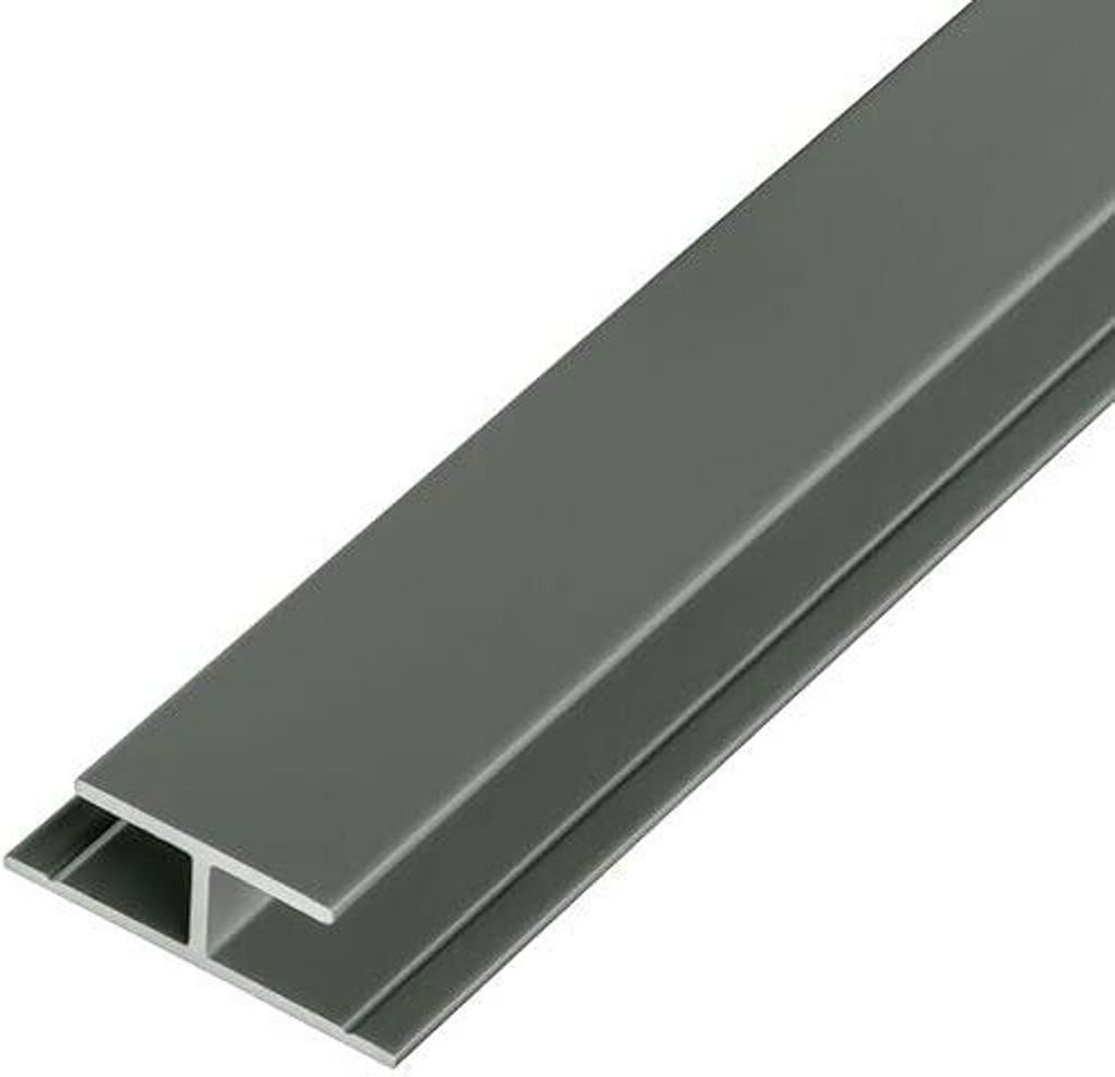 5, S-Polytec Aluminiumprofil Aluminium H-Profil 6mm Staubgrau RAL 7037 (1 Meter), Alu Verbindungsprofil, Übergangsprofil, Aluprofil H für HPL Pla...
