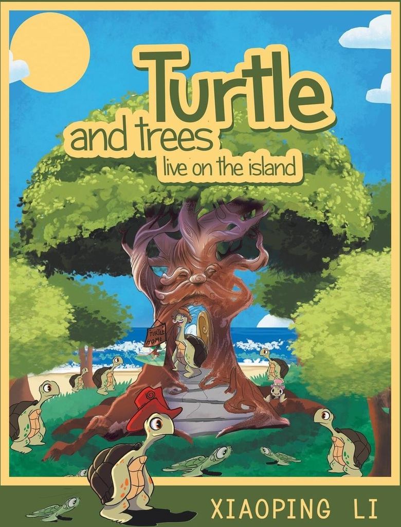 Turtle and trees live on the island