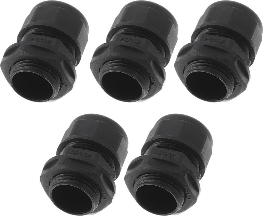 M20x1.5 Kabelverschraubungen 15.8mm / 0.62" Wellrohr Wasserdichte Verschraubung Gerades Rohr PA66 Nylon Schwarz 5 Stück