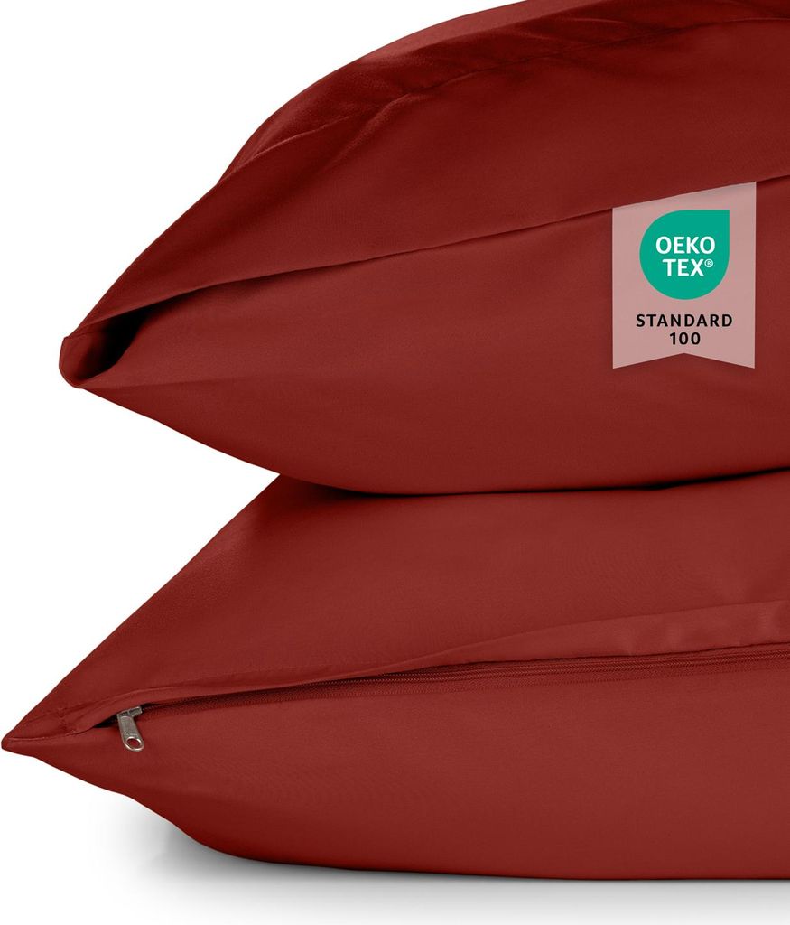 Blumtal Kissenbezug 80x80 cm 2er Set weich 80x80 - Kopfkissen 80x80 Bezug - Kissen 80x80 Bezug 80x80 Aurora Rot