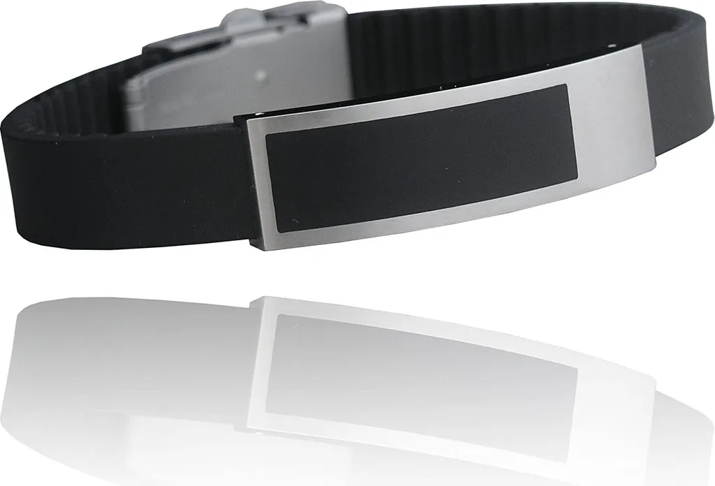 Bracciale Uomo Acciaio e Caucciù Nero 21 cm | Eleganza Maschile PVD