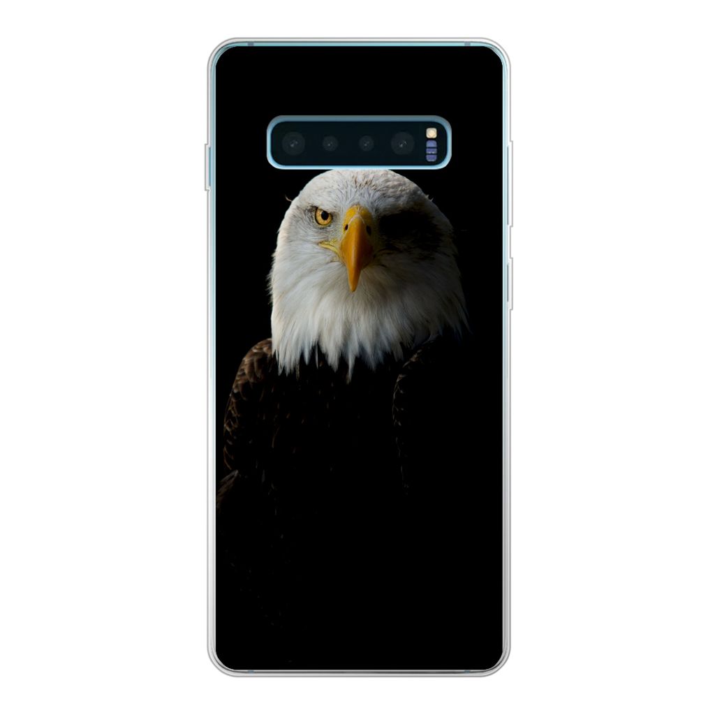 MuchoWow Handyhülle Schutzhülle Hülle für Samsung Galaxy S10 Lite Adler - Vogel - Schwarz Silikon Softcase Handy Hülle - Schutz
