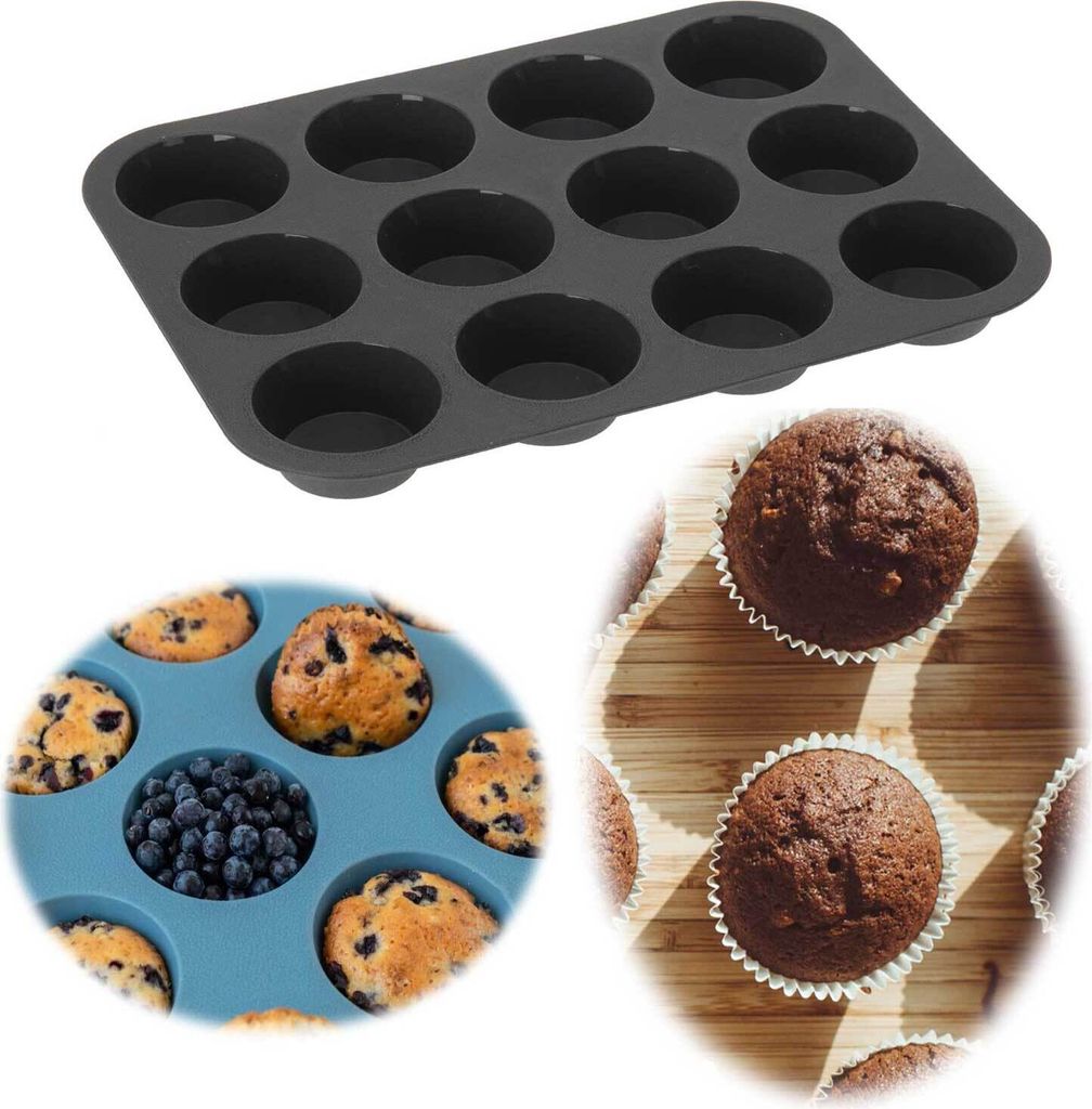 LS-LebenStil Silikon Muffinform 12 Stück BPA-Frei Cupcake Brownie Muffinförmchen Backform Dubai Schokolade Schokoladenform für Chocolate Muffins