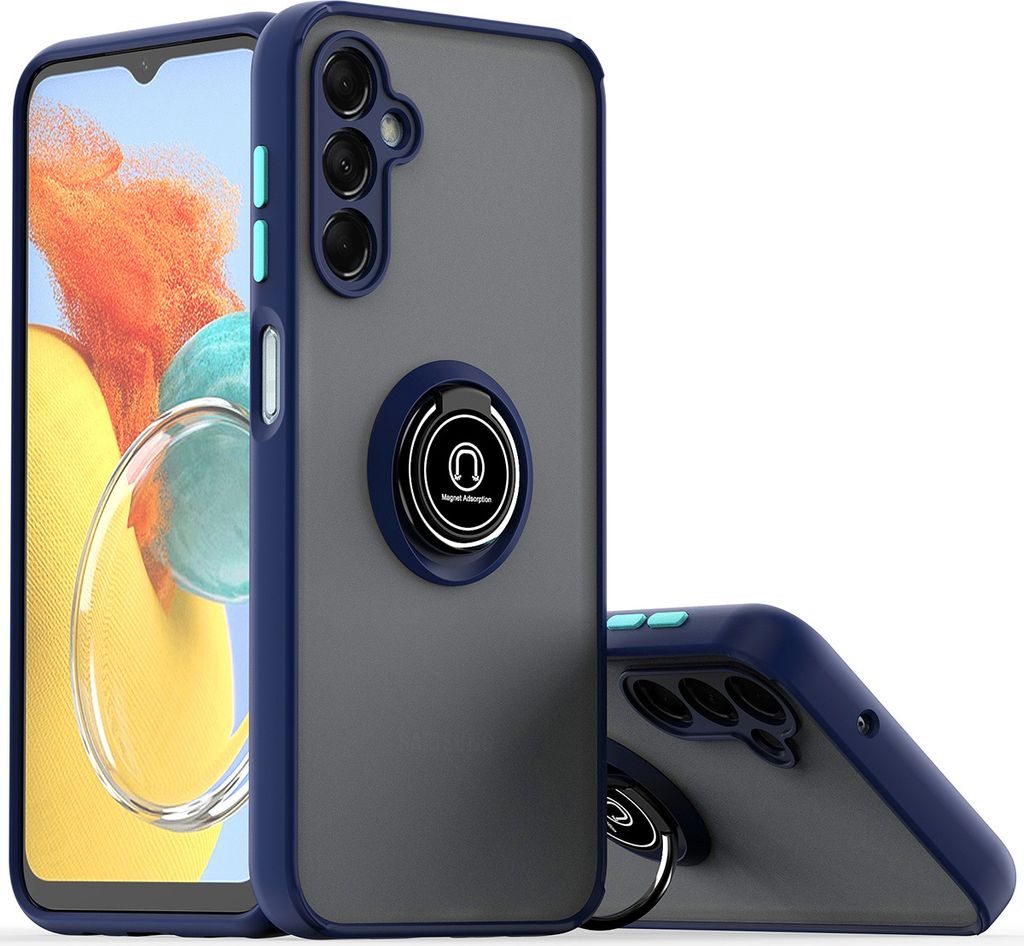 Galaxy M54 Hülle, Ring Halter Ständer Matte TPU Rahmen Stoßfest Schutzhülle für Samsung Galaxy M54 Blau