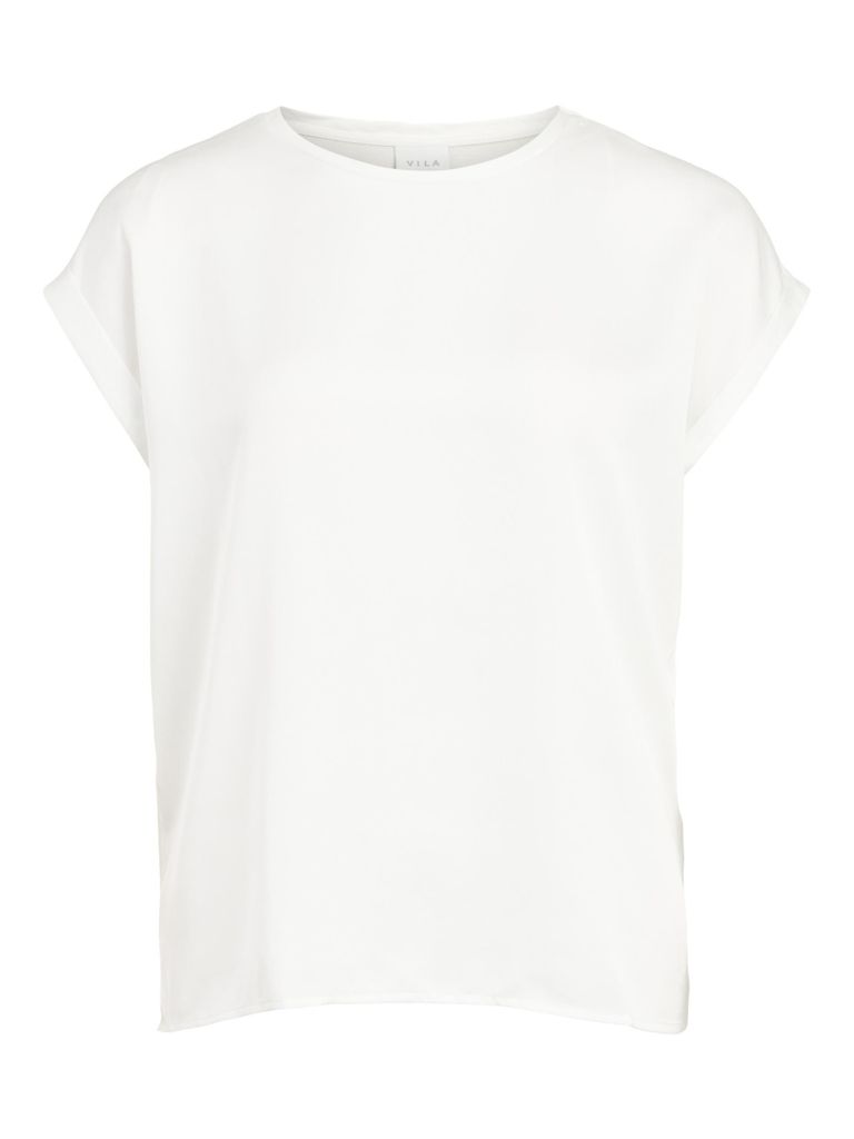 VILA Satin Blusen T-Shirt Kurzarm Basic Glänzendes Oberteil VIELLETTE Größe: 38