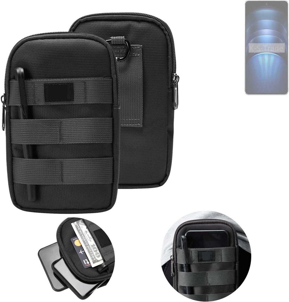 K-S-Trade Holster Gürtel Tasche kompatibel mit Vivo iQOO Neo9s Pro+ Handy Tasche Schutz Hülle dunkel-grau viele Fächer, 1x