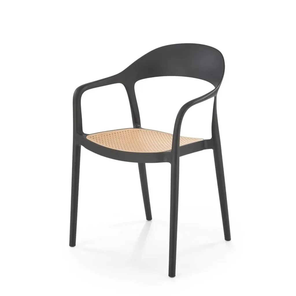 Chaise de Salle à Manger K530 Noire et Bois Naturel - Design Chic