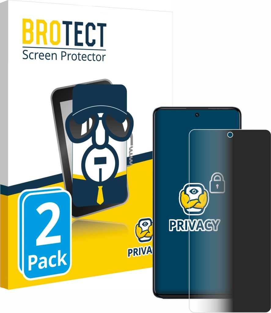 2x BROTECT Sichtschutzfolie für Infinix GT 20 Pro Anti-Spy Privacy Sichtschutz Blickschutz Folie Blaulicht-Schutz