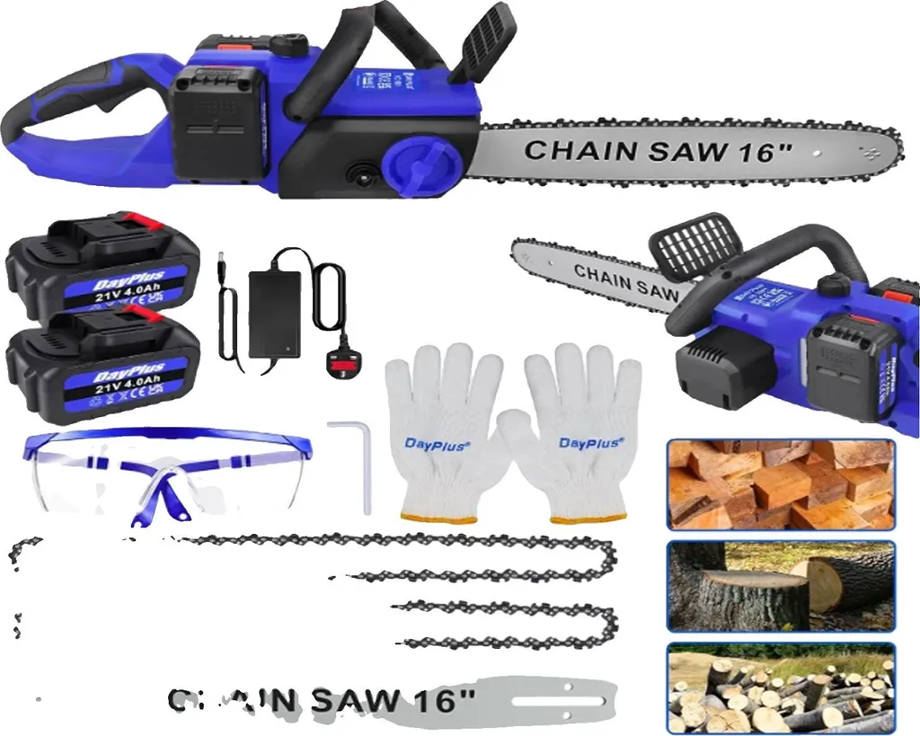 Tronçonneuse sans fil 40cm, pack complet avec deux batteries lithium 4Ah