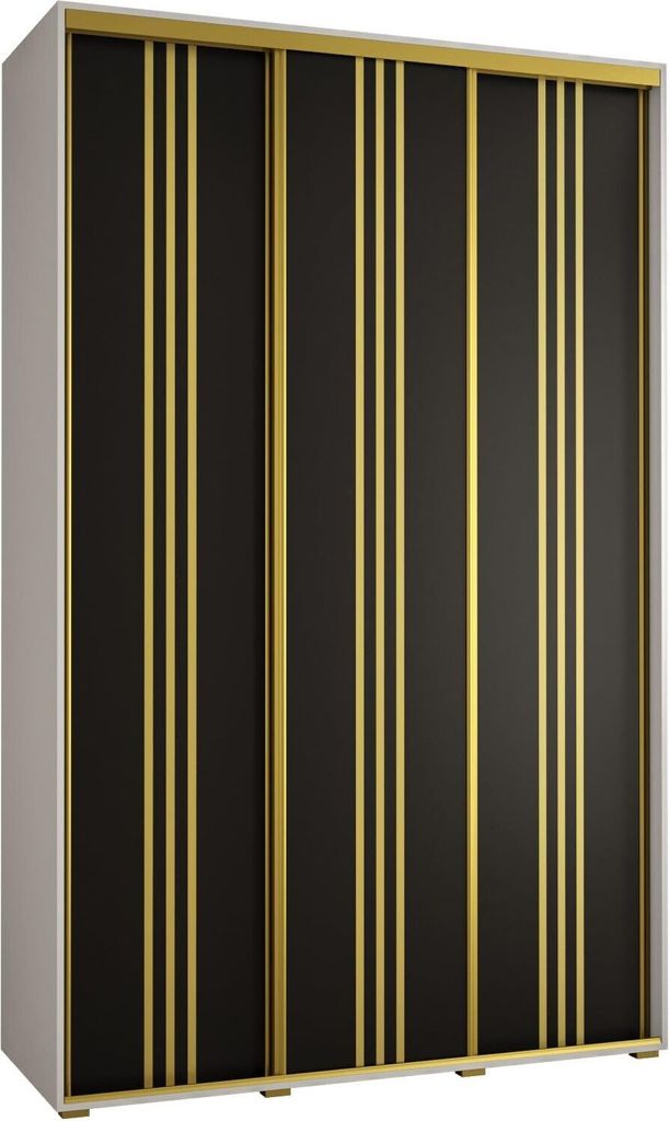 MEBLE KRYSPOL Davos 6 Schrank, drei Türen - 235,2x150x45 cm - Weiß Schwarz Gold