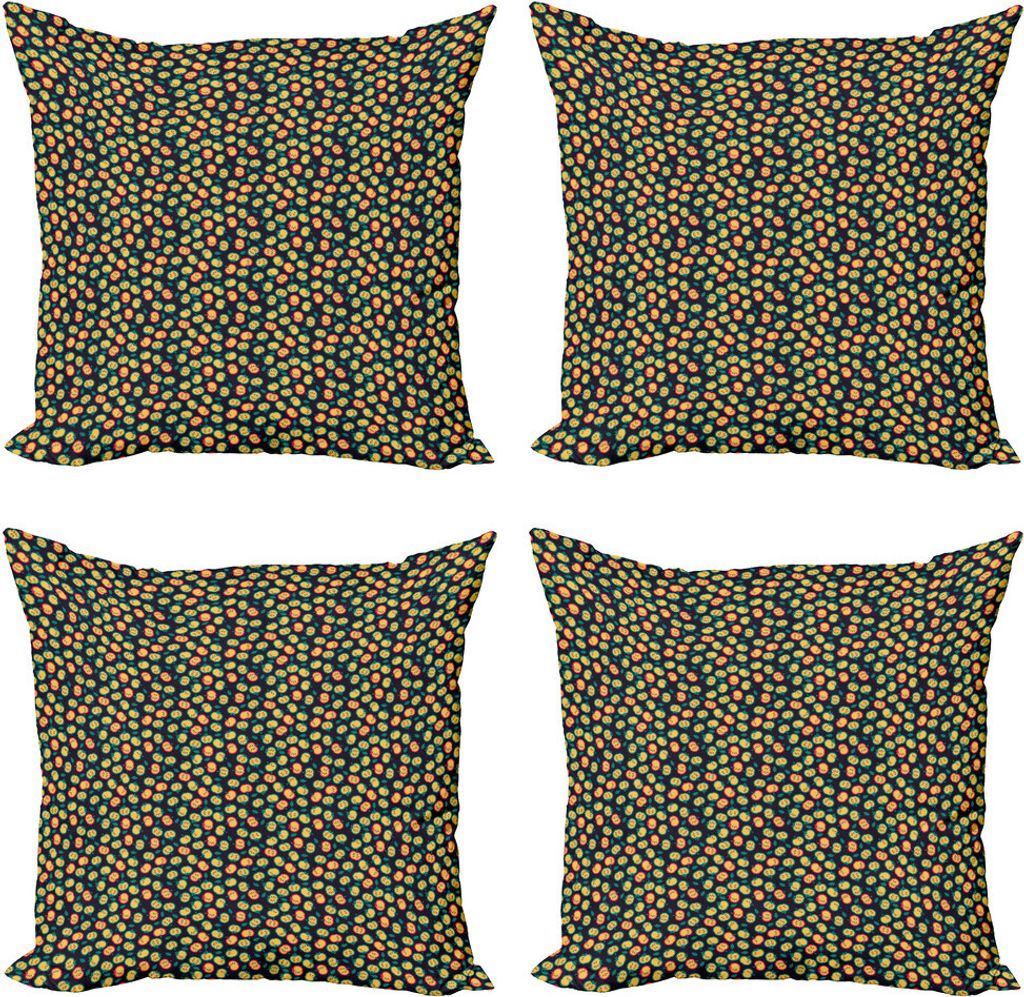 ABAKUHAUS Obst Kissenbezug Set (4 Stück), Abstrakt Stil Halbierte Äpfel, Moderner Doppelseitiger Digitaldruck, 60 cm x 60 cm, lila Multicolor
