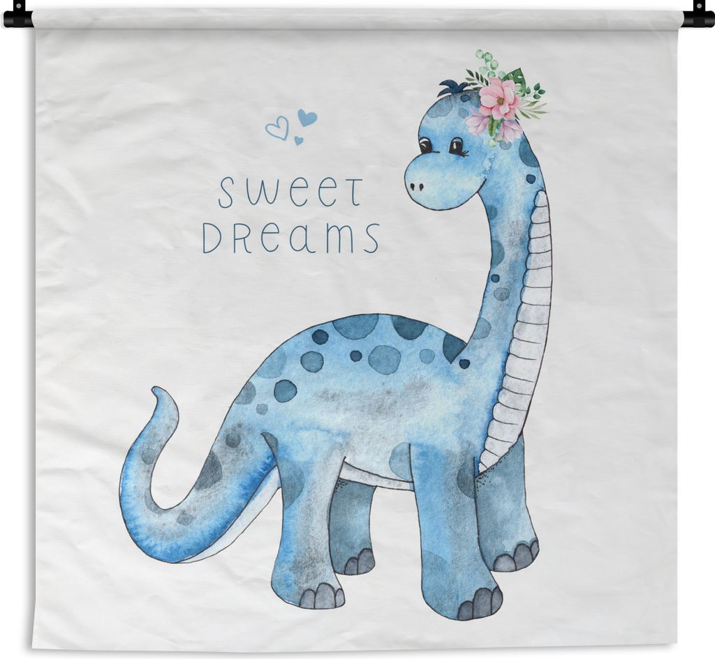 MuchoWow Wandteppich Wandbehang Kinderzimmer - Süße Träume - Dinosaurier - Jungen - Kinder - Kinder 150x150 cm Tapisserie Dekoration Wandtuch ...