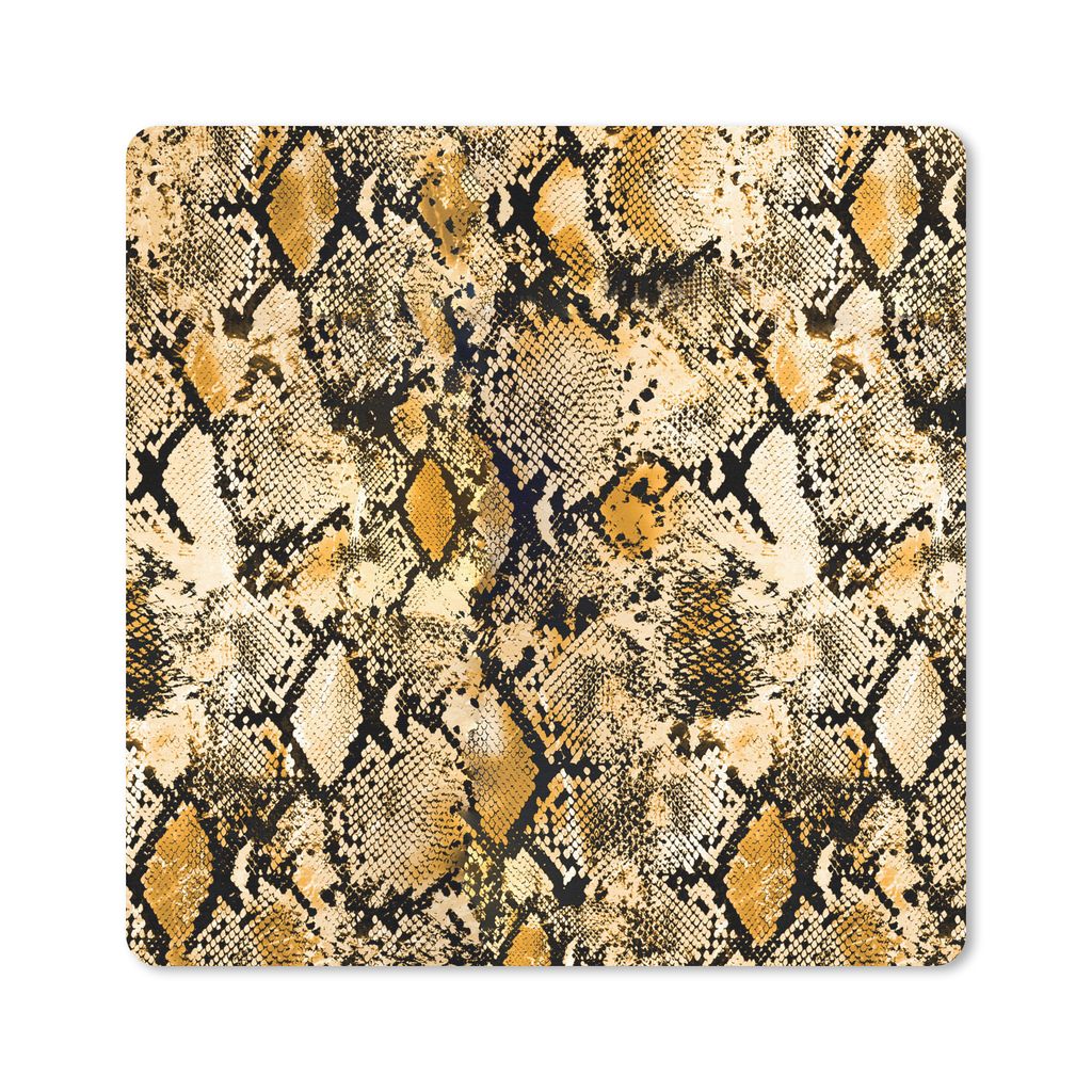 MuchoWow Mauspad Mousepad Tiermuster - Gold - Schlange 20x20 cm - Mousepads - Maus Mat - Pad - Mausunterlage - Desk Mat - Bureauartikeln