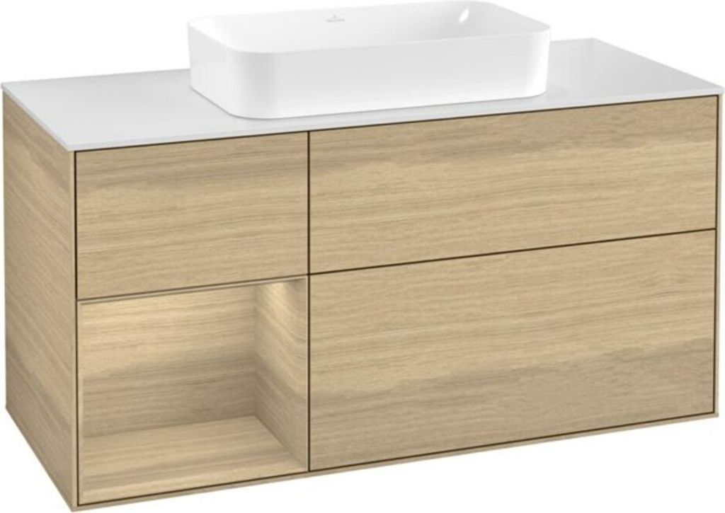 V&B Waschtischunterschrank Finion 120x60 cm, Reg li Oak Veneer, Oak Veneer