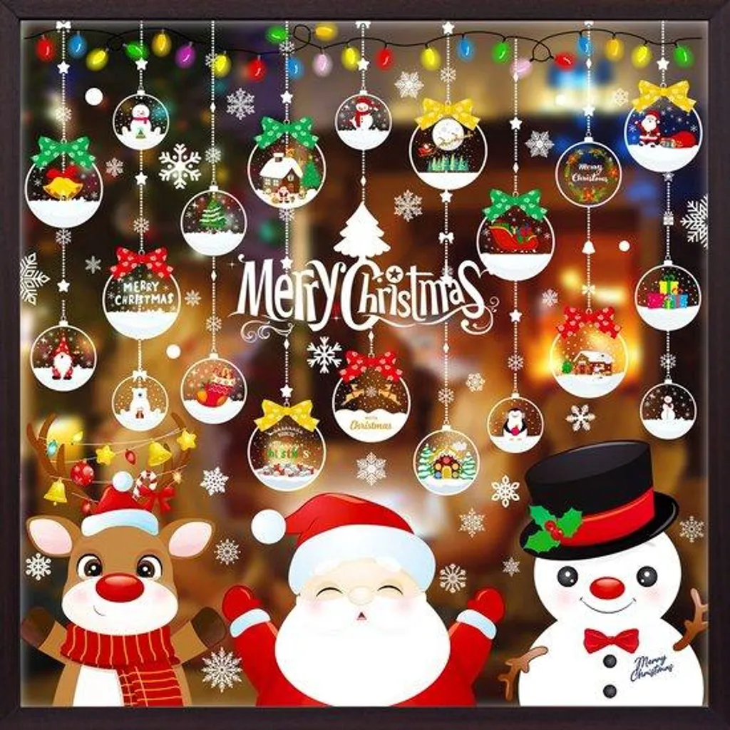 Déco Noël fenêtre sans traces - 10 Autocollants Père Noël repositionnables