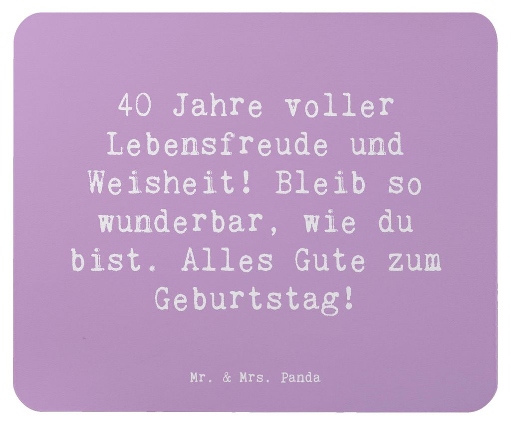 Mr. & Mrs. Panda Mauspad Spruch 40. Geburtstag Freude - Lavendeltraum - Geschenk, Mouse Pad, computer, Mousepad, Lebensjahr, Happy Birthday, laptop...