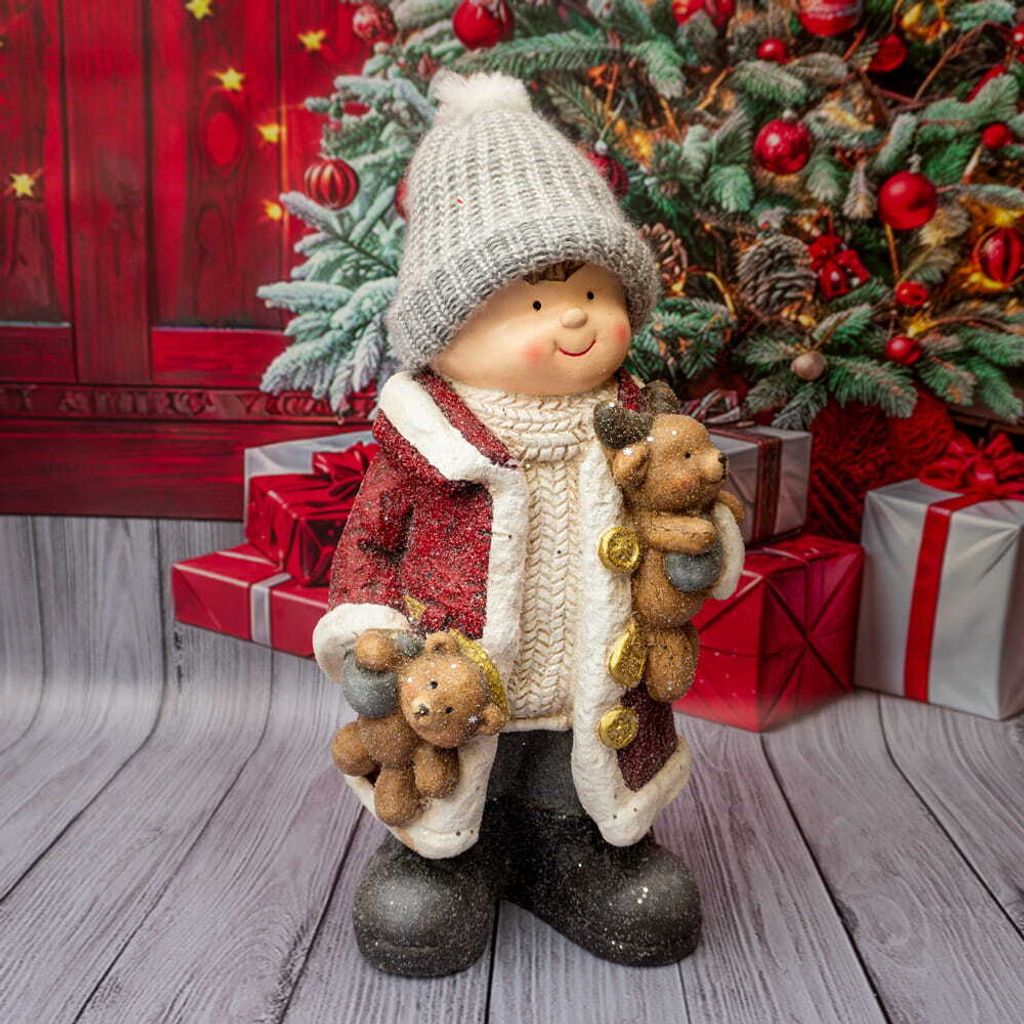 Figurka dekoracyjna chłopiec z misiami 42 cm Solis Decor Zdjęcie produktu 